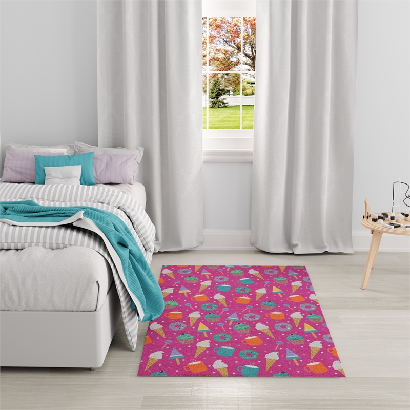Nourison Imagination 5' x 7' Pink Multi-Color Fabric Area Rug