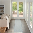 Nourison Courtyard 6' Runner Ivory Aqua Fabric Area Rug