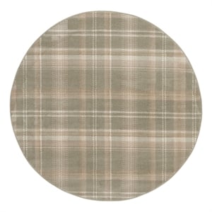 Nourison Grafix 4' x Round Olive Fabric Area Rug
