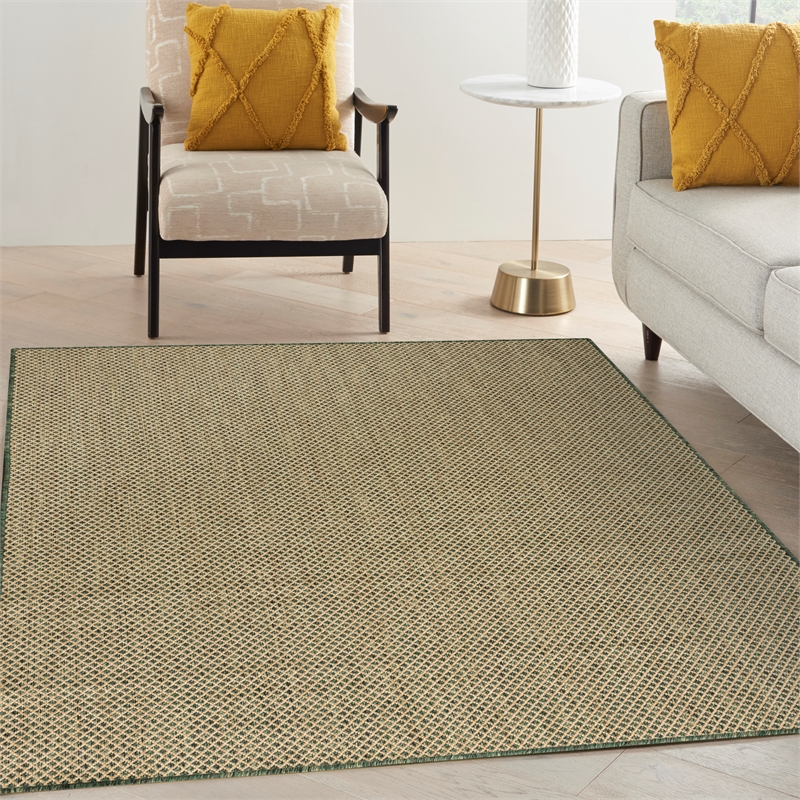 Nourison Courtyard 5' x 7' Green Fabric Area Rug