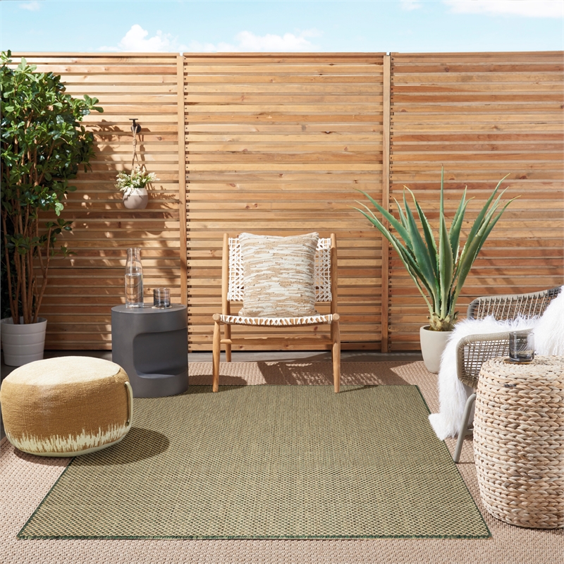 Nourison Courtyard 5' x 7' Green Fabric Area Rug
