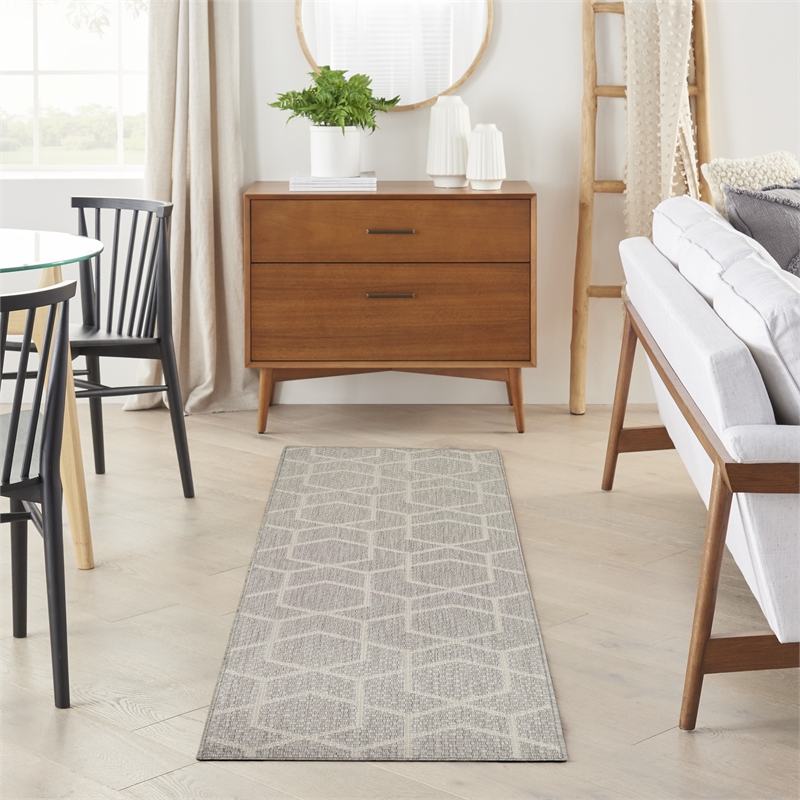 Nourison Horizon 6' Runner Gray Fabric Area Rug