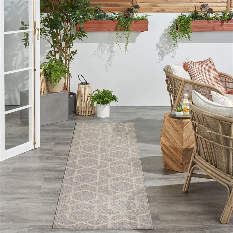 Nourison Horizon 6' Runner Gray Fabric Area Rug