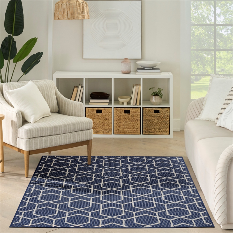 Nourison Horizon 5' x 7' Navy Fabric Area Rug