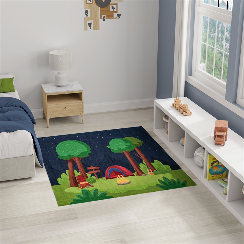 Nourison Imagination 4' x 5' Navy Multi-Color Fabric Area Rug
