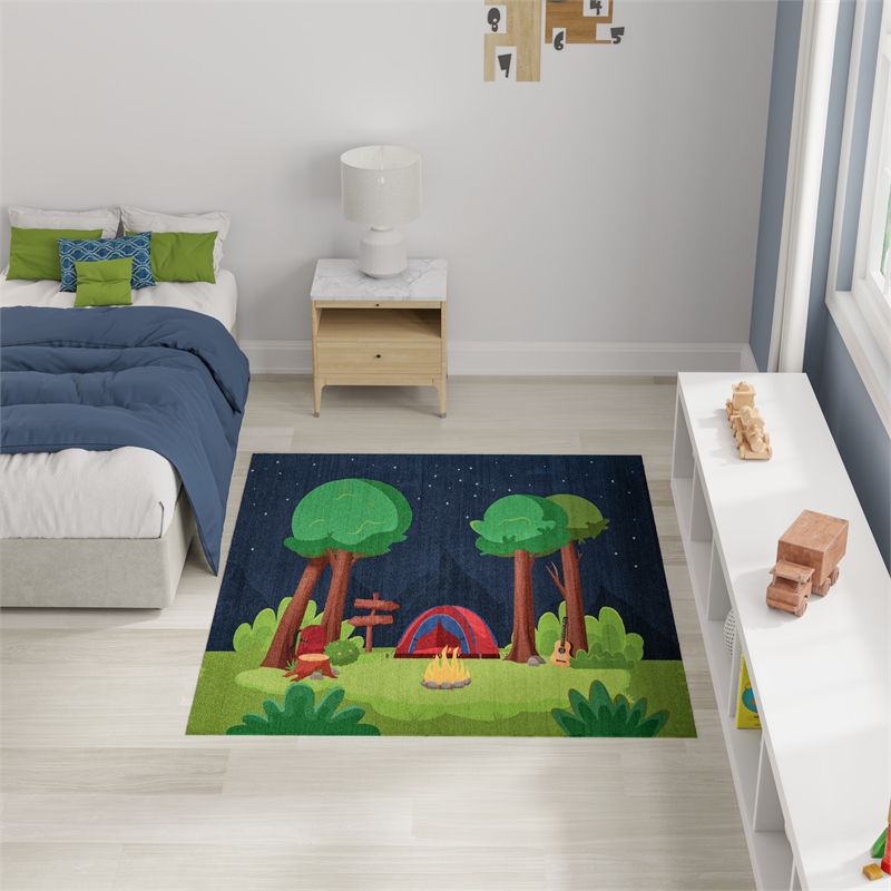 Nourison Imagination 4' x 5' Navy Multi-Color Fabric Area Rug