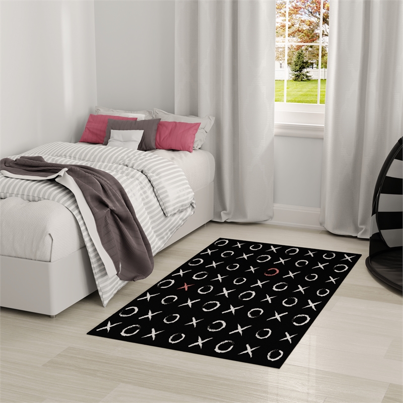 Nourison Imagination 4' x 5' Black Fabric Area Rug