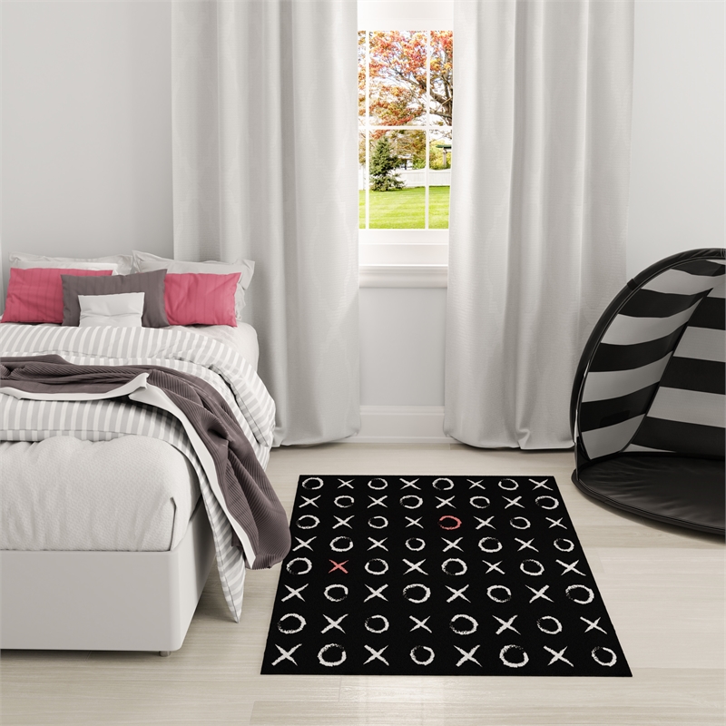 Nourison Imagination 4' x 5' Black Fabric Area Rug