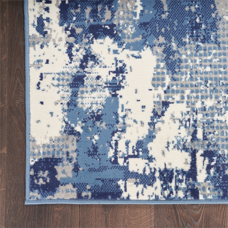 Nourison Grafix 4' x 6' Navy Blue Fabric Area Rug