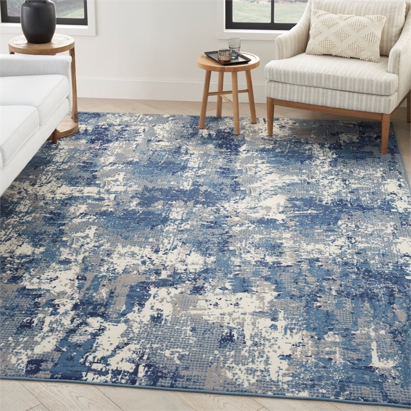 Nourison Grafix 4' x 6' Navy Blue Fabric Area Rug