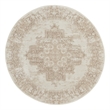 Nourison Grafix 5' x Round Ivory Beige Fabric Area Rug
