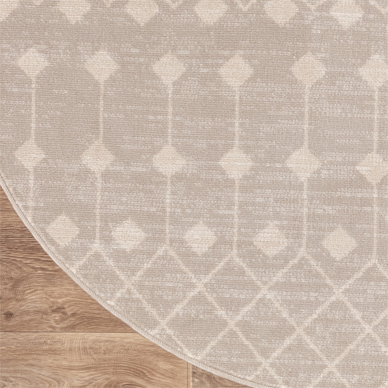 Nourison Grafix 5' x Round Beige Fabric Area Rug