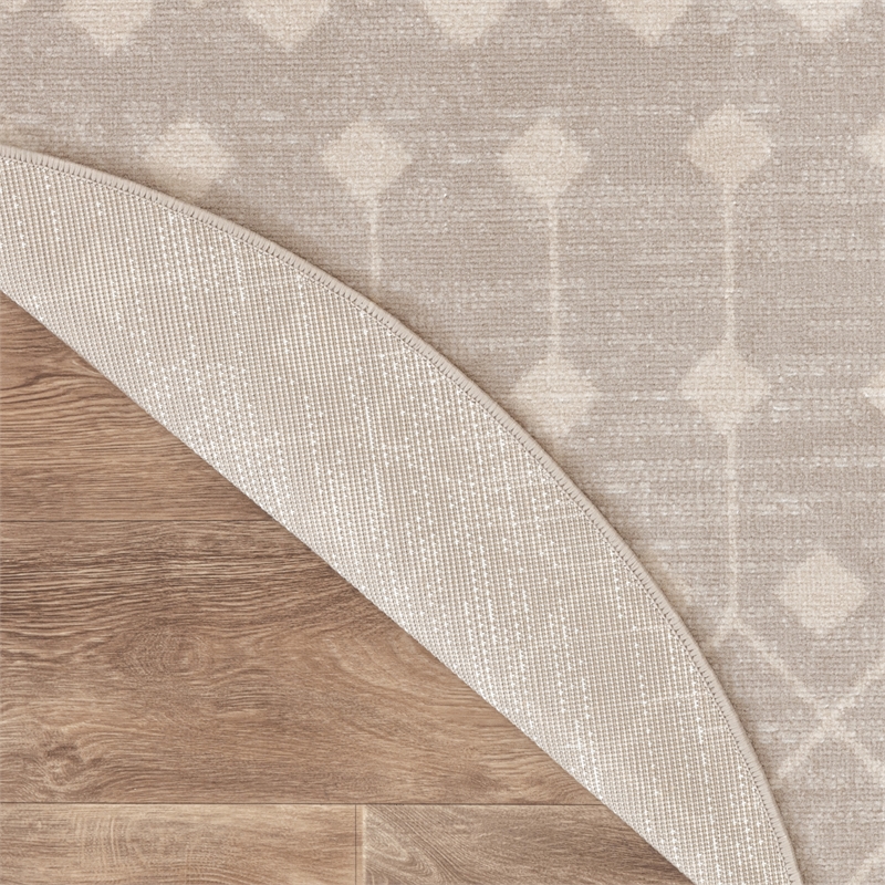Nourison Grafix 5' x Round Beige Fabric Area Rug
