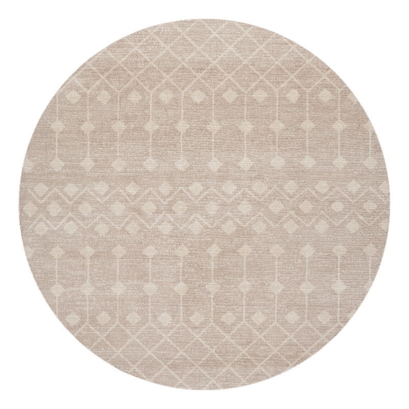 Nourison Grafix 5' x Round Beige Fabric Area Rug