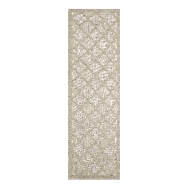Nourison Easy Care 8' Runner Cream Fabric Area Rug