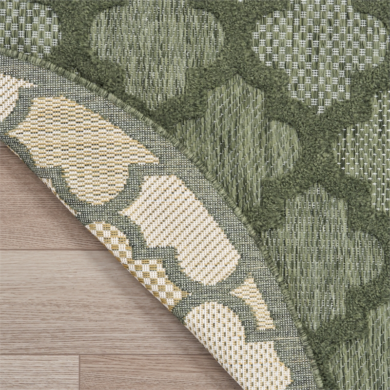 Nourison Easy Care 8' x Round Green Fabric Area Rug