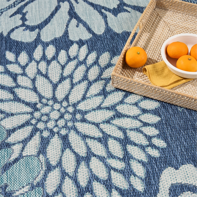 Nourison Garden Oasis 5' x 7' Navy Fabric Area Rug