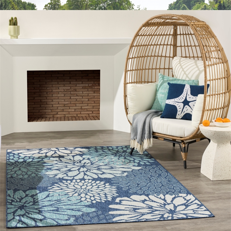 Nourison Garden Oasis 5' x 7' Navy Fabric Area Rug