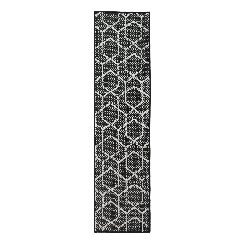 Nourison Horizon 6' Runner Black Fabric Area Rug