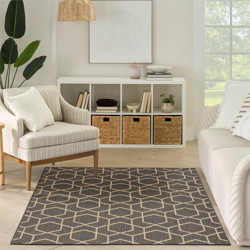 Nourison Horizon 4' x 6' Charcoal Fabric Area Rug