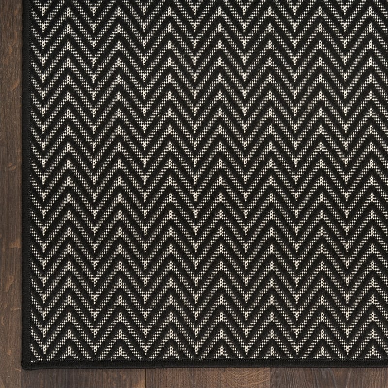 Nourison Horizon 8' Runner Black Fabric Area Rug