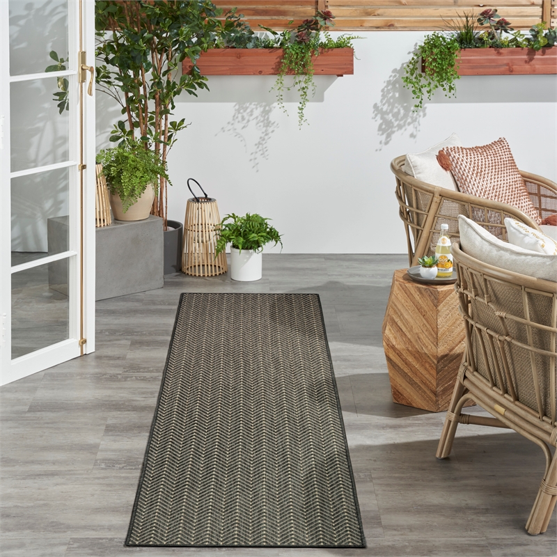 Nourison Horizon 8' Runner Charcoal Fabric Area Rug