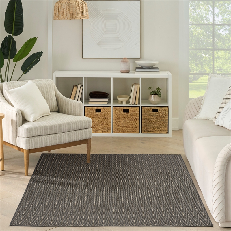 Nourison Horizon 5' x 7' Charcoal Fabric Area Rug