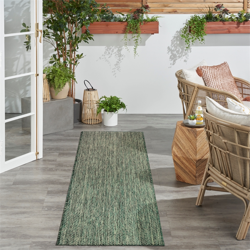 Nourison Horizon 8' Runner Green Fabric Area Rug