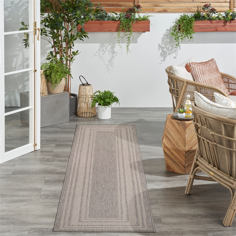 Nourison Horizon 6' Runner Gray Fabric Area Rug