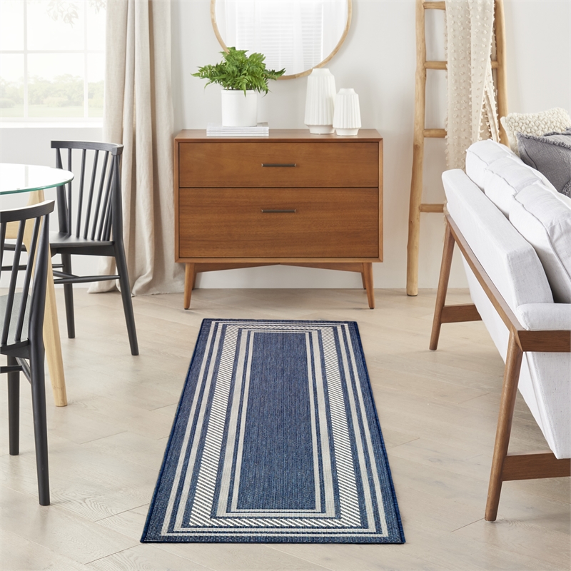 Nourison Horizon 6' Runner Navy Fabric Area Rug
