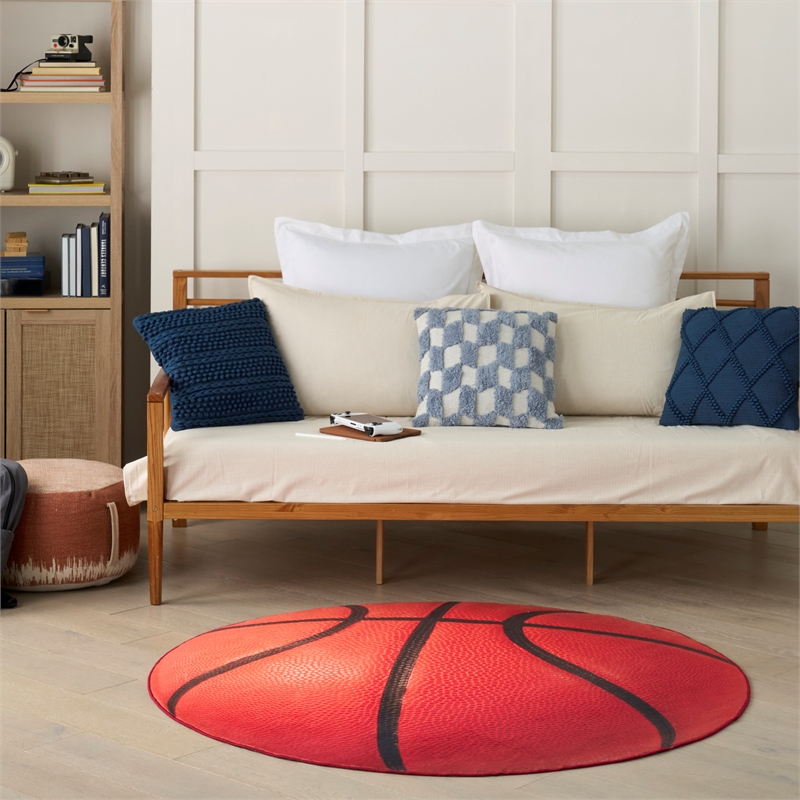 Nourison Imagination 5' x Round Orange Fabric Area Rug