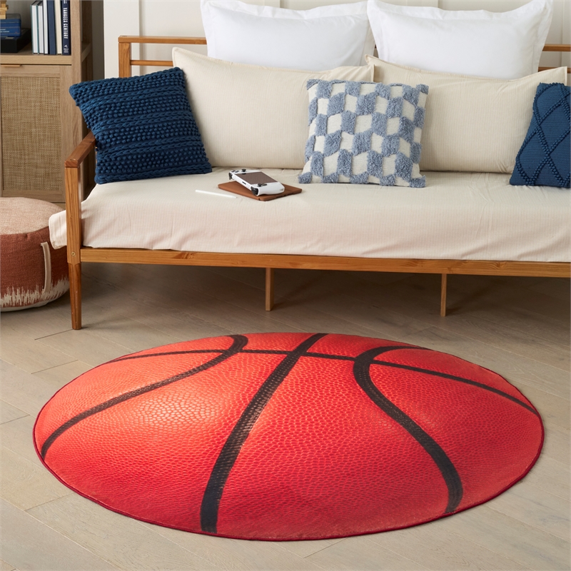 Nourison Imagination 5' x Round Orange Fabric Area Rug