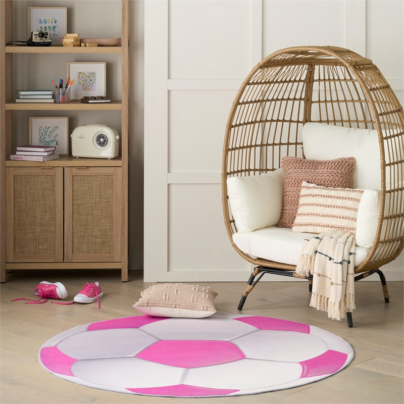 Nourison Imagination 5' x Round Pink Fabric Area Rug