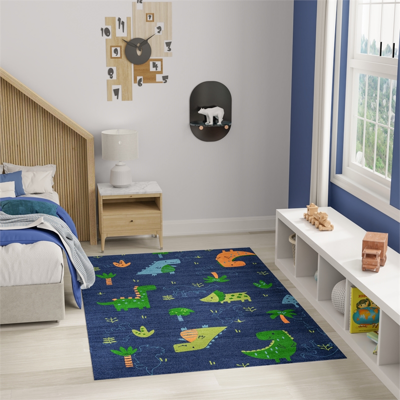 Nourison Imagination 4' x 6' Navy Multi-Color Fabric Area Rug