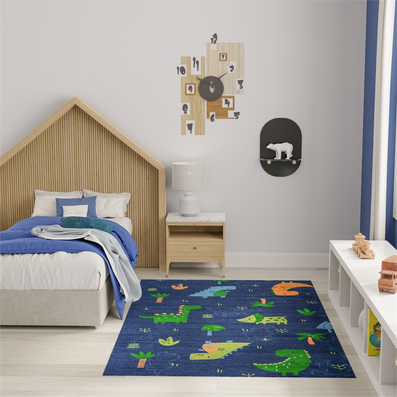 Nourison Imagination 4' x 6' Navy Multi-Color Fabric Area Rug
