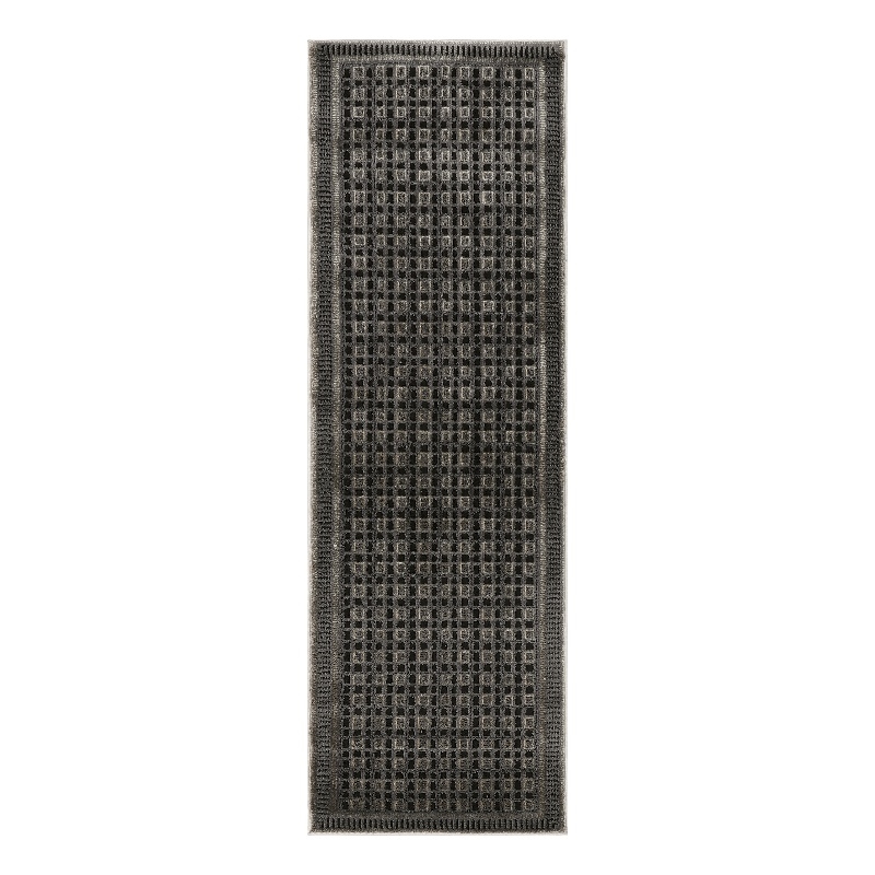Nourison Nordic 6' Runner Black Taupe Fabric Area Rug