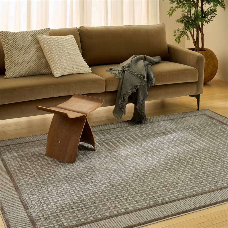 Nourison Nordic 4' x 6' Ivory Gray Fabric Area Rug