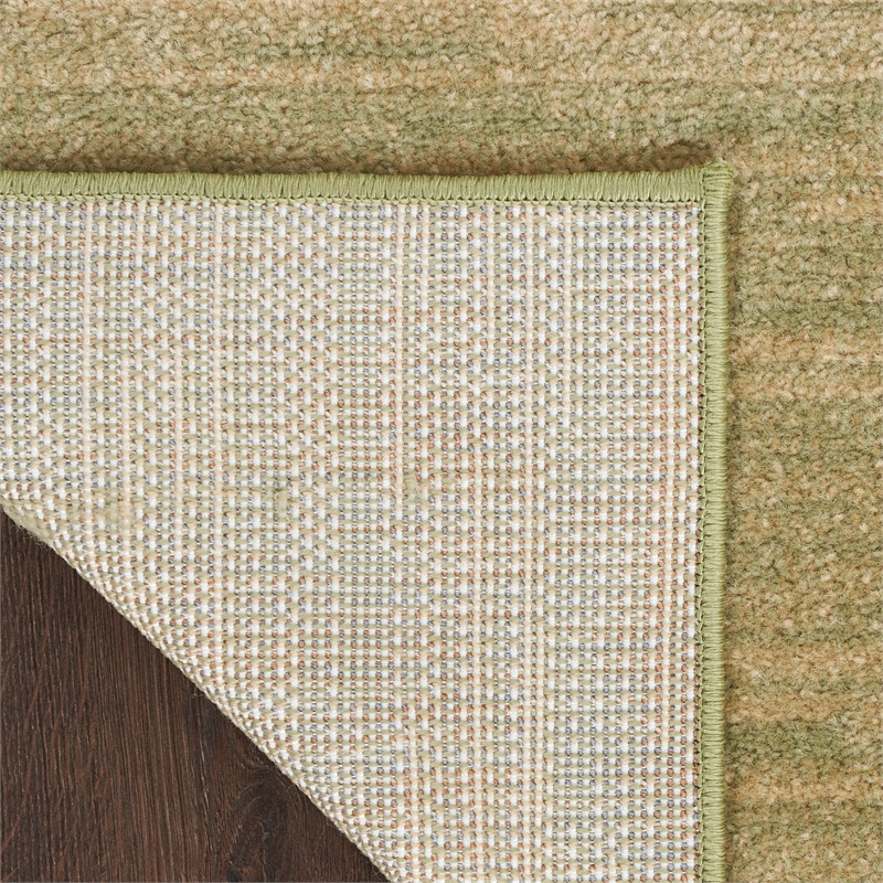 Nourison Essentials 8' Runner Green Gold Fabric Area Rug