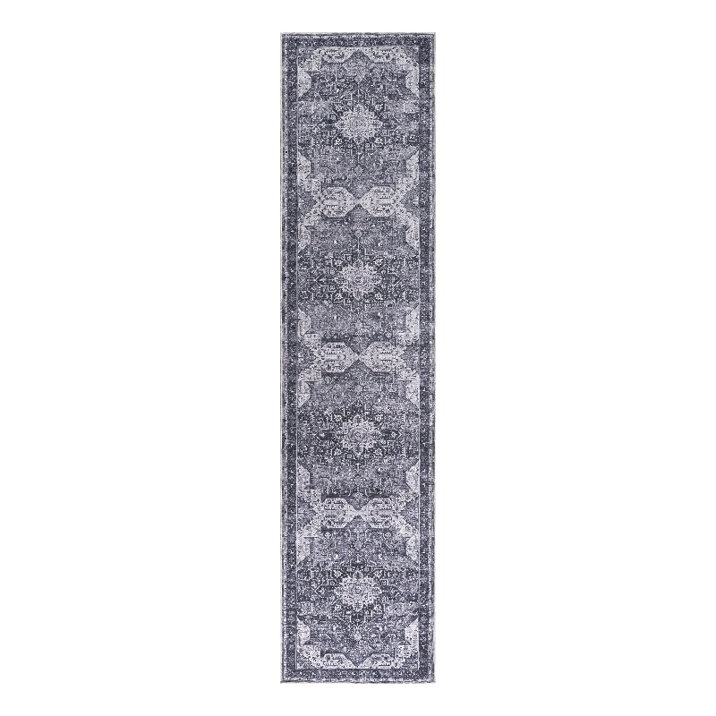 Nourison Washables 10' Runner Charcoal Gray Fabric Area Rug