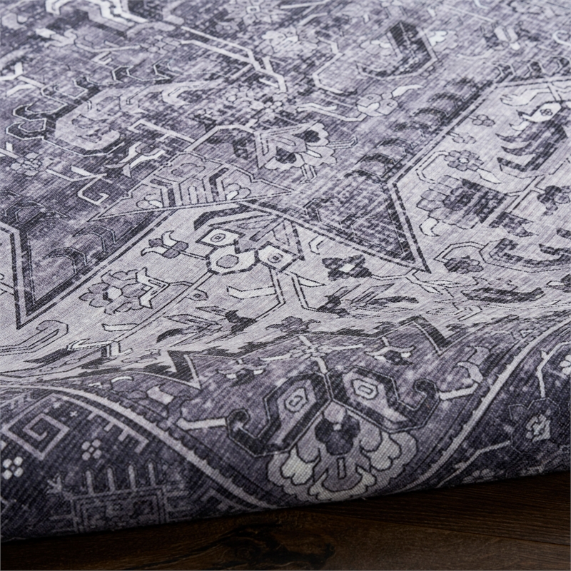 nourison washables 3' x 5' charcoal gray fabric area rug