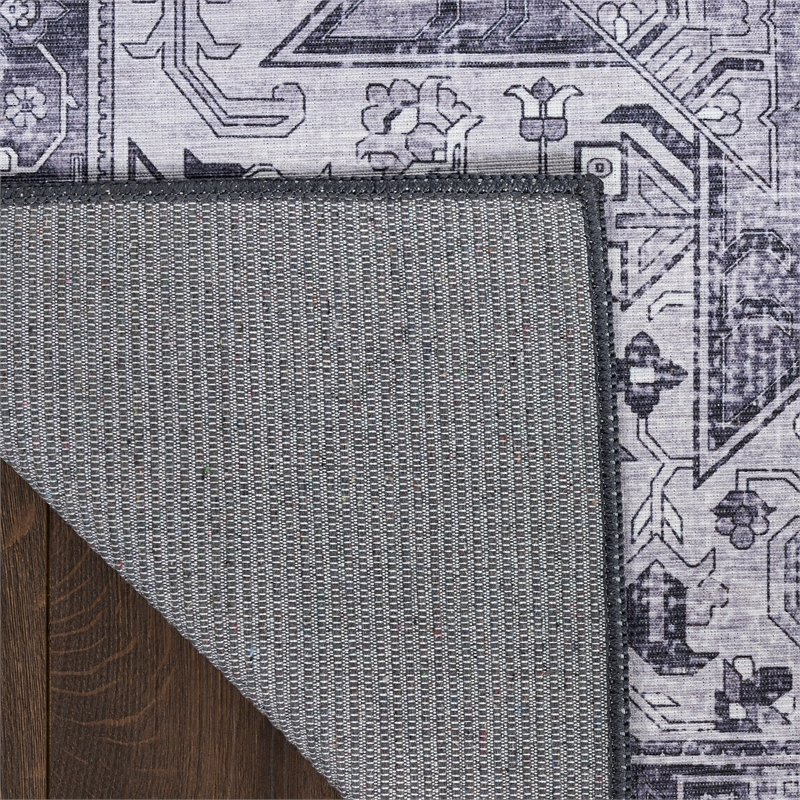 Nourison Washables 4' x 6' Charcoal Gray Fabric Area Rug