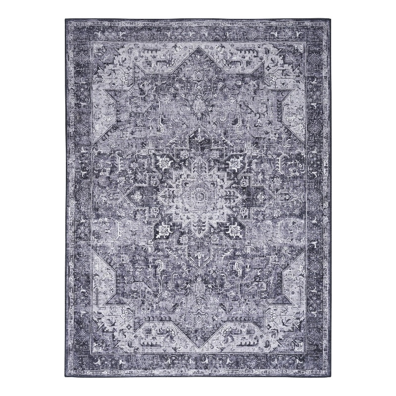 Nourison Washables 4' x 6' Charcoal Gray Fabric Area Rug