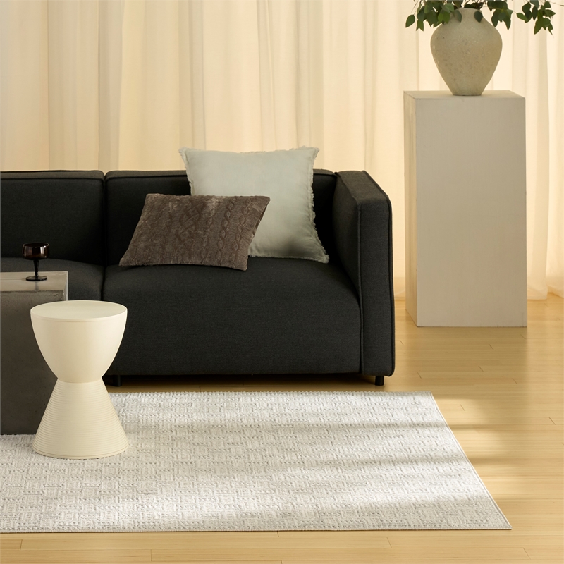 Nourison Nordic 4' x 6' Ivory Gray Fabric Area Rug