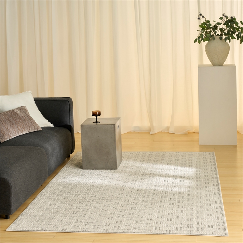 Nourison Nordic 4' x 6' Ivory Gray Fabric Area Rug