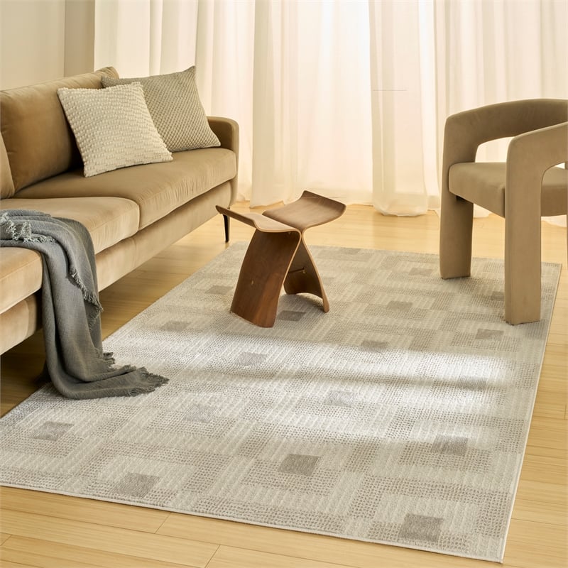 Nourison Nordic 5' x 7' Ivory Beige Fabric Area Rug