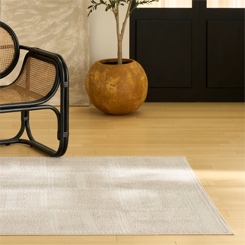 nourison nordic 4' x 6' taupe fabric area rug