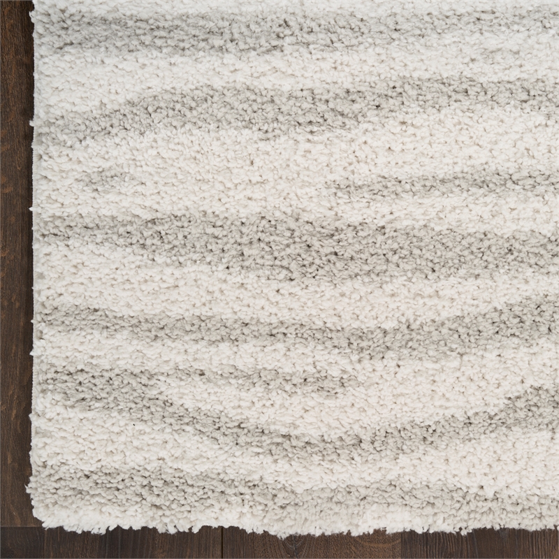 Nourison Modern Shag 4' x 6' Ivory Gray Fabric Area Rug