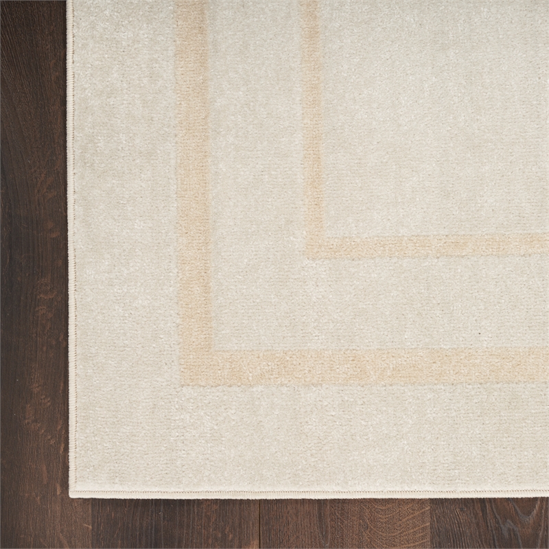 Nourison Essentials 6' Runner Ivory Gold Fabric Area Rug