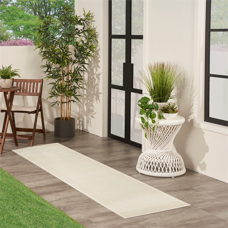 Nourison Essentials 6' Runner Ivory Gold Fabric Area Rug