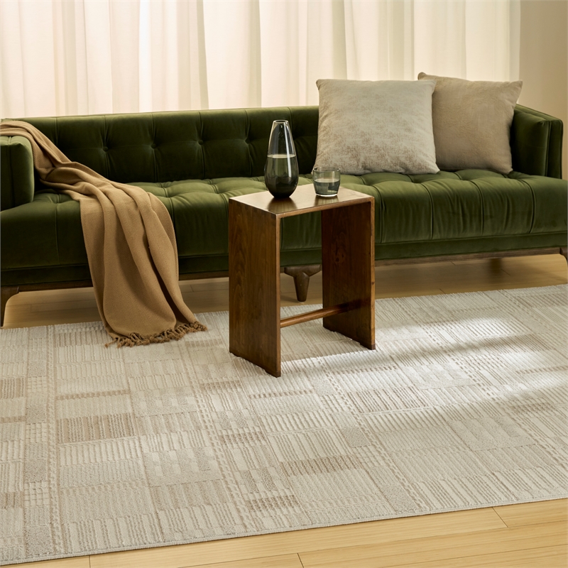 Nourison Nordic 4' x 6' Ivory Beige Fabric Area Rug